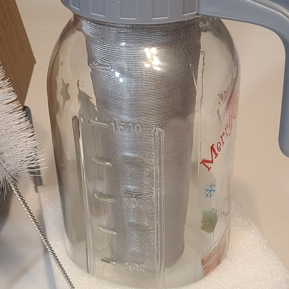 Festive Santa Heavy Duty Glass Jar with Gray Lid 64 Oz. NIB - Picture 4 of 13